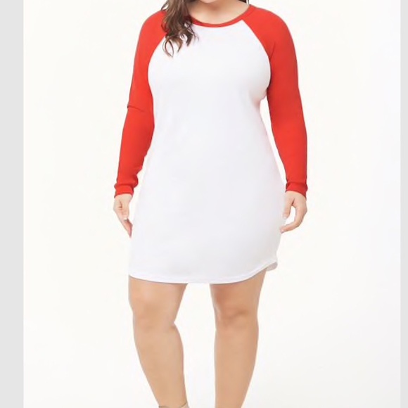 Dresses & Skirts - PLUS-SIZE  ribbed knit baseball T-shirt dress